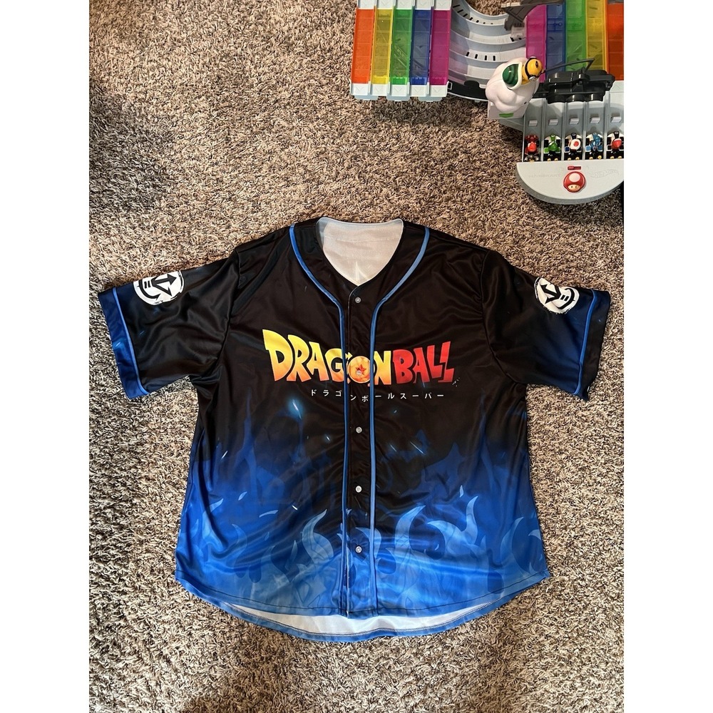 Dragon Ball Z Baseball Jersey  Adult XL Super Saiyan Blue Vegeta Dragonball Exce